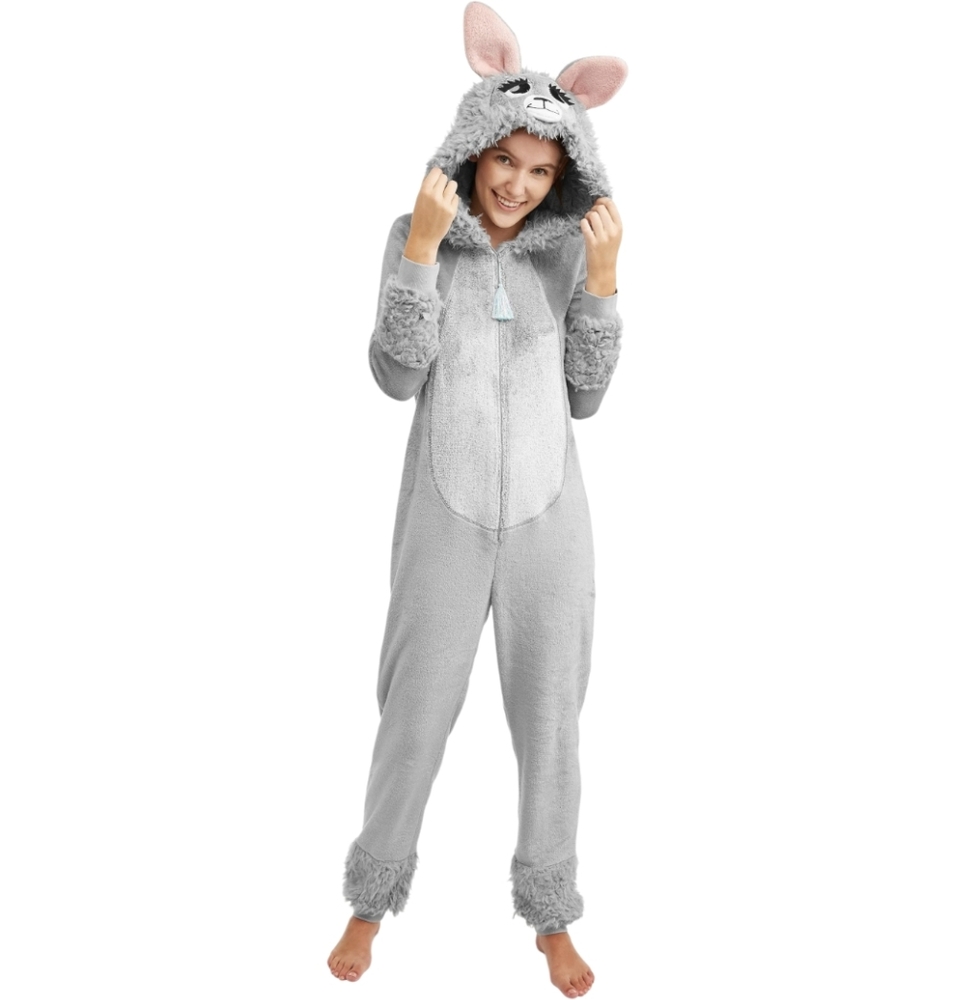 Secret Treasures Womans Soft Gray Llama One Piece Pajamas Size Small